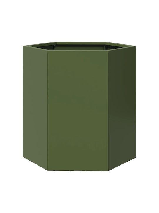 vidaXL Set 2 Planters Metal Olive Green