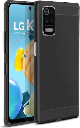 Lg K52 Lg K62 Reinforced Flexible Case Brushed Carbon Effect Black