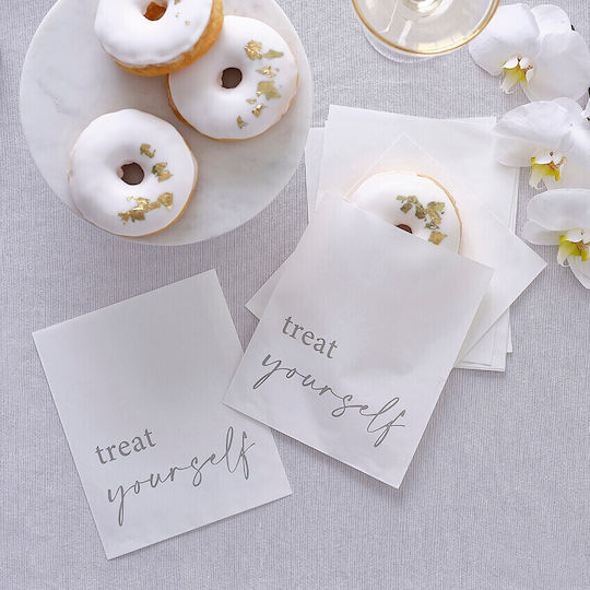 Σακουλάκια Κεράσματα "treat Yourself" Λευκά 20τμχ