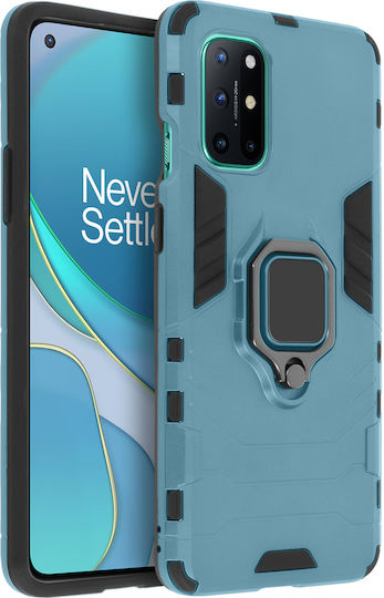 Oneplus 8t Hybrid Stoßfeste Hülle Metallischer Ringständer Blau