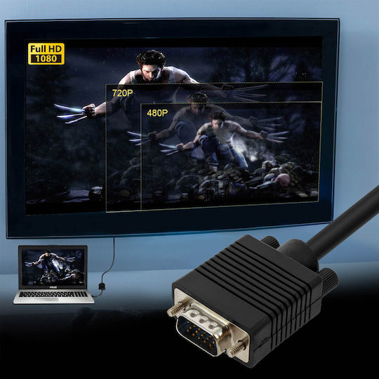 LinQ Кабел VGA мъжки - VGA мъжки Черен 3м (VGAMM-3M)