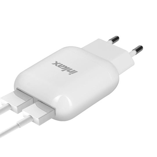 Inkax Φορτιστής Χωρίς Καλώδιο με 2 Θύρες USB-A Λευκός (CD-125)