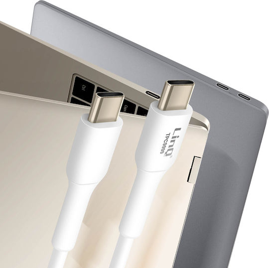 LinQ Cablu USB 2.0 USB-C Masculin - USB-C 100W PD Alb 1.5m TPC9999