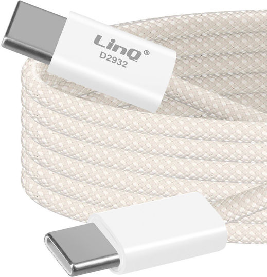 LinQ Braided USB 2.0 Cablu USB-C bărbătesc - USB-C / USB-A 60W Alb 3m (D2932)
