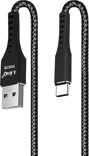 LinQ Braided USB 2.0 Cable USB-C male - USB-A 20W Μαύρο 1.2m TPC9729