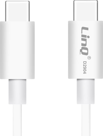 LinQ USB 2.0 Cable USB-C Male - USB-C 100W PD White 0.65m