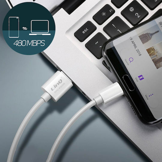 LinQ USB 2.0 Кабел USB-C Мъжки - USB-A Бял 1м TPC-K9208