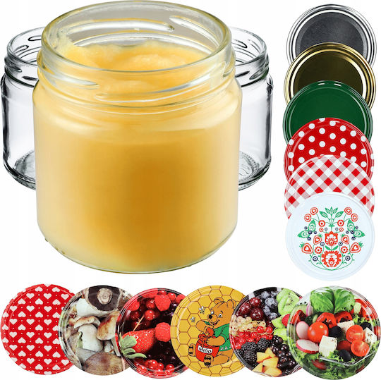 Kadax 100x Jar Jars 200ml Glass Preserves Jam Honey + Caps Fi66