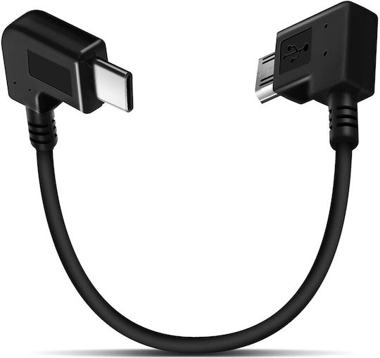 Avizar Ъгъл (90°) USB 2.0 Кабел USB-C мъжки - микро USB-A мъжки Черен 0.3м