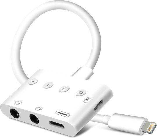 Microlink Конвертор Lightning мъжки към 3.5mm / USB-C женски Бял 1 брой ADA-HL108