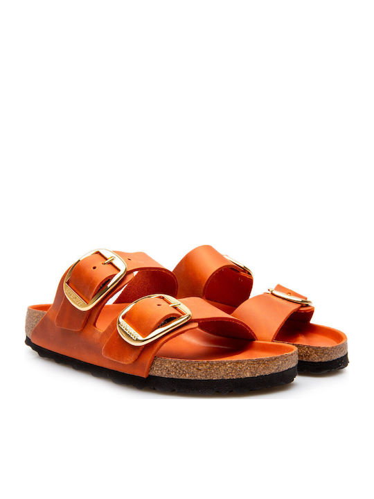 Arizona Leather Women's Flat Sandals in Orange Color Narrow Fit