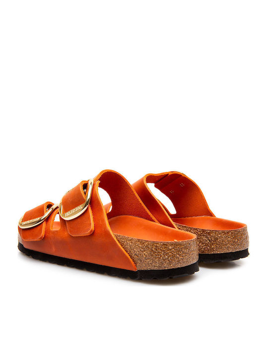 Arizona Leather Women's Flat Sandals in Orange Color Narrow Fit