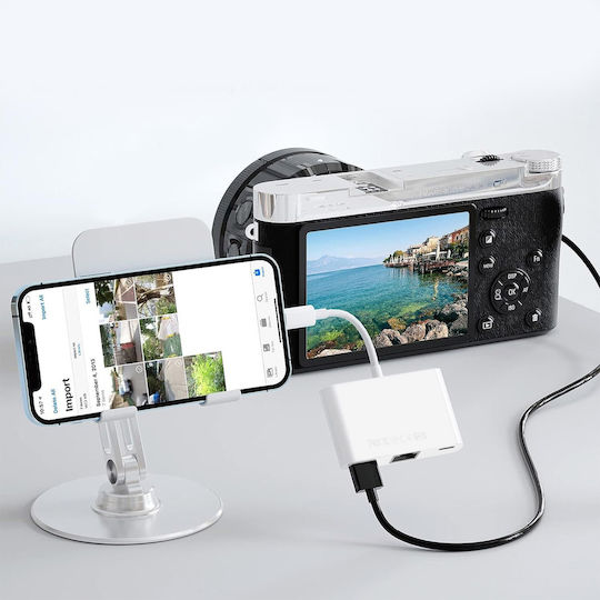 Avizar Convertor Lightning Masculin în Ethernet / USB-A / USB-C Feminin Alb 1 Bucată ADA-3100M-IP5