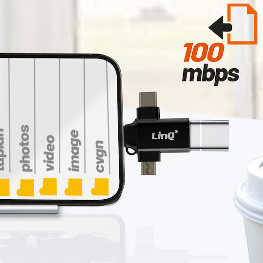 LinQ Конвертор Lightning / USB-C / micro USB мъжки към USB-A женски 1 брой OTGU930