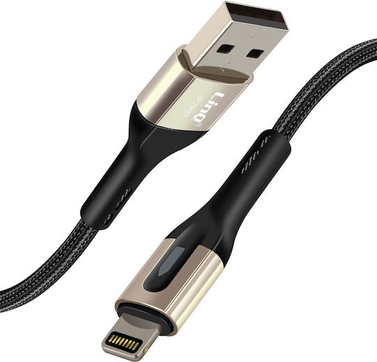 LinQ Braided / LED USB-A to Lightning Cable Μαύρο 1.2m (IP7999)