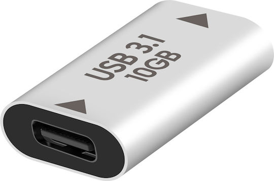 Adaptor USB-C Femelă la USB 3.1 Femelă Transfer Rapid 10Gbps Argintiu