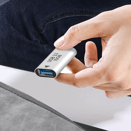 Adaptor USB-C Femelă la USB 3.1 Femelă Transfer Rapid 10Gbps Argintiu