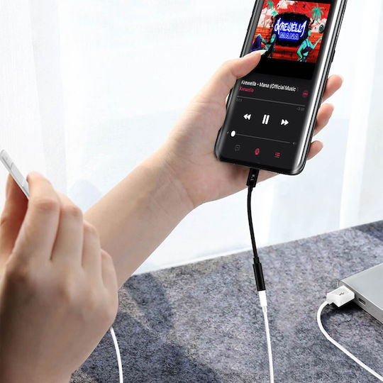 USB Type-C To 3.5mm Jack Audio Adapter Sound Quality 12cm Hl-102 Black
