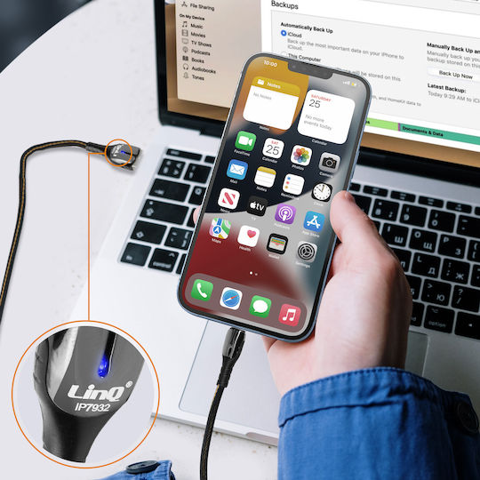 LinQ Braided USB-A to Lightning Cable 20W Μαύρο 1.2m (IP7932)
