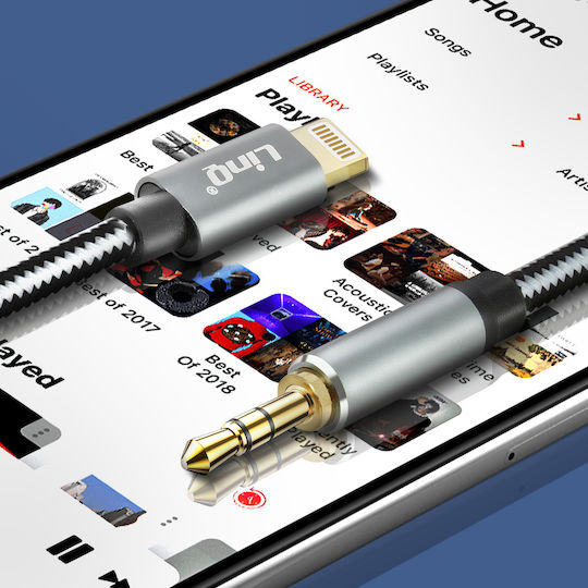 LinQ Geflochten 3.5mm zu Lightning Kabel Gray 1.5m (A3522)