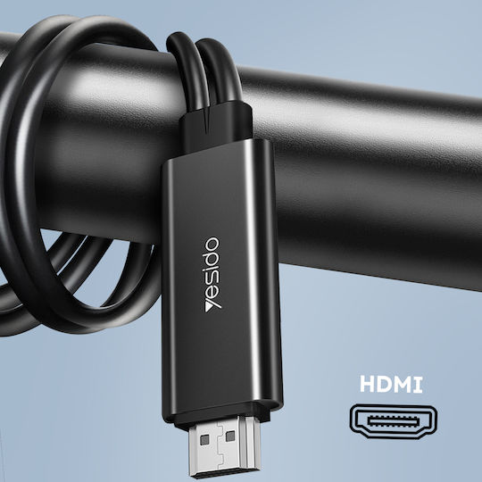 Yesido HDMI Cable Male - Lightning Male / USB-A Female 1.8m Black