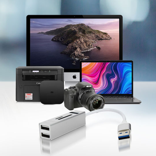 LinQ Hub 3 Θυρών USB 3.0 με σύνδεση USB-A Ασημί