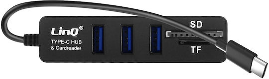 LinQ USB-Hub mit 3 Anschlüssen USB 3.0 mit Anschluss an einen Computer USB-C