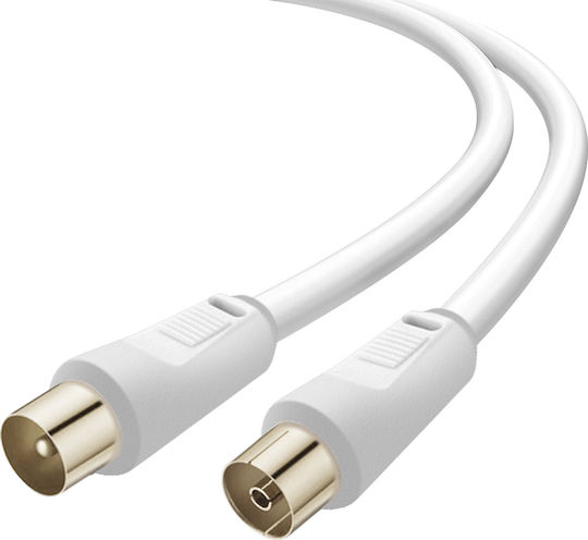Cablu Antenă TV Coaxial Bărbat-Femeie 9.5mm PVC 10m Linq Alb