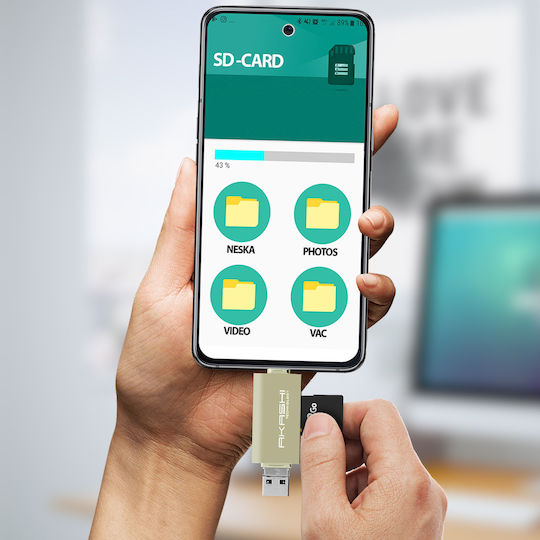 Akashi Четец на Карти USB 3.0 Type-C за /S/D/ / / / / / Сив