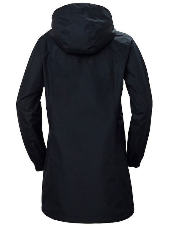 Aden Women's Long Lifestyle Jacket Waterproof and Windproof for Spring or Autumn Dark Blue
