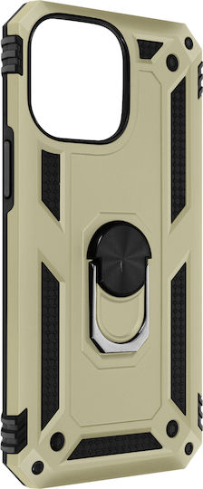 Case Iphone 15 Pro Max Hybrid Shockproof Magnetic Ring Stand Gold