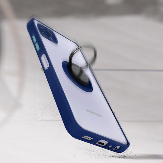 Case Samsung Galaxy A22 5g Bi-material Metal Ring Support Dark Blue