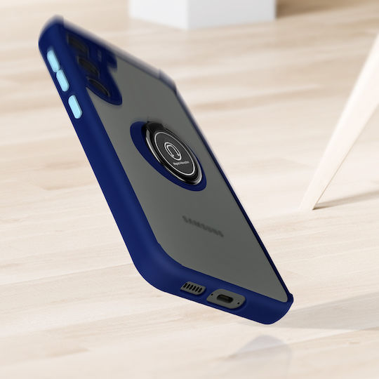 Carcasă Samsung Galaxy S23 Bi-material Inel Metalic Suport Video Albastru