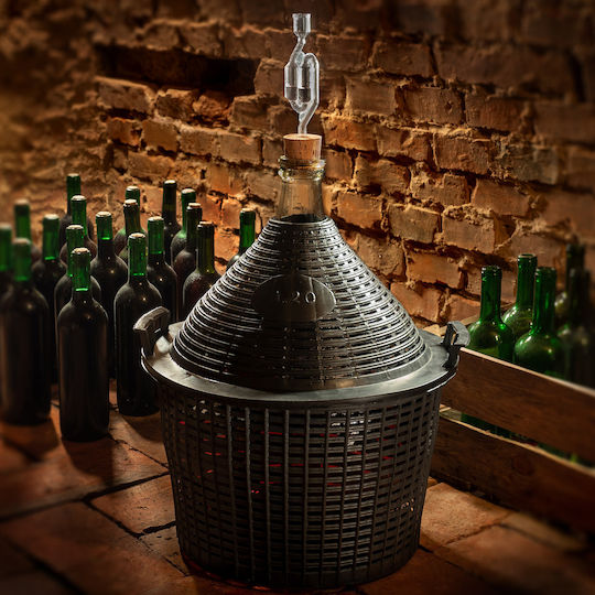 Kadax Balloon Bottle Carboy Wine In A Basket A Cap 15 L