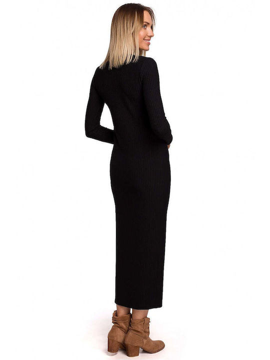 MOE Maxi Dress Knitted with Slit Black