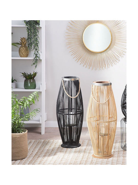 Beliani Wooden Black Lantern 72cm