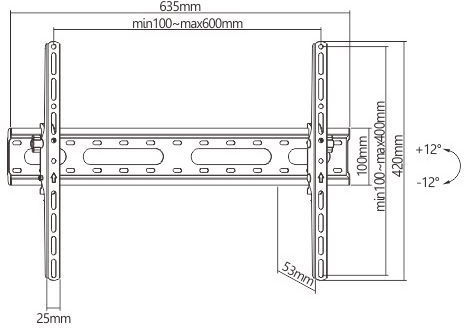 Powertech PT-1275 Wandhalterung für Fernseher bis 80" und 45kg Silber