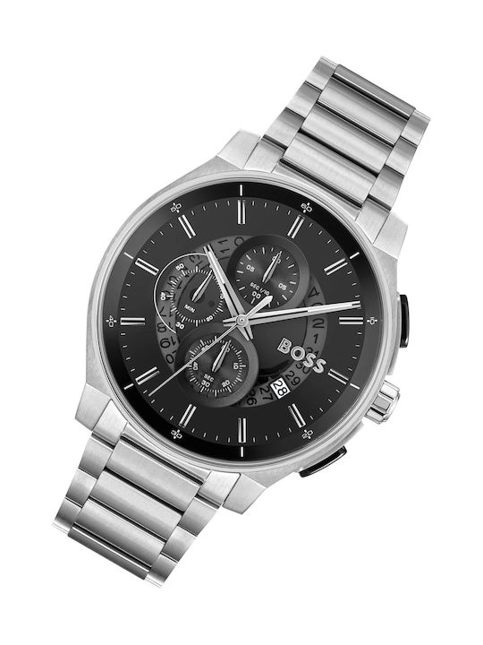 Hugo Boss Watch Chronograph Battery with Silver Metal Bracelet