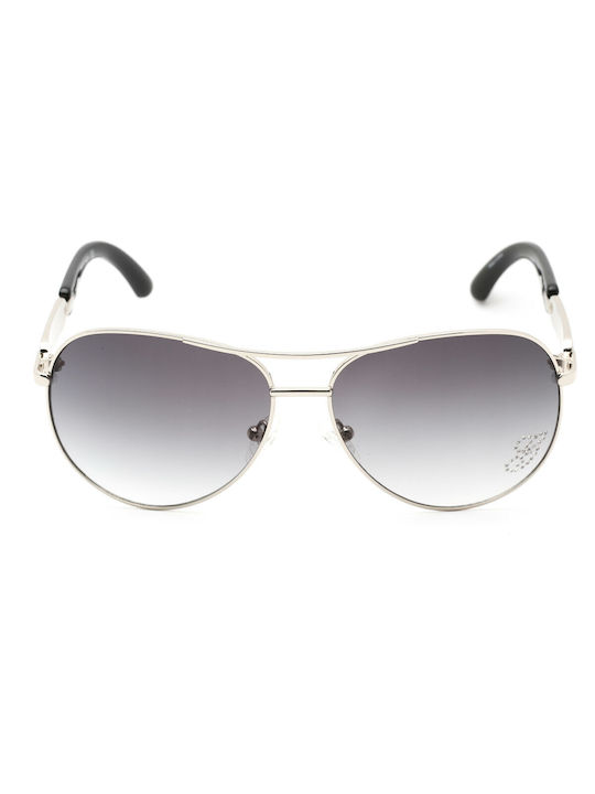 Guess Men's Sunglasses with Silver Metal Frame and Gray Gradient Lens GU7295 Q87