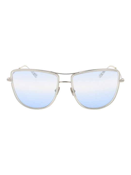 Tom Ford Sunglasses with Silver Metal Frame and Light Blue Mirror Lens FT0759 16W