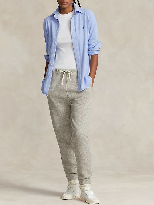Women's Pique Monochrome Long Sleeve Shirt Light Blue