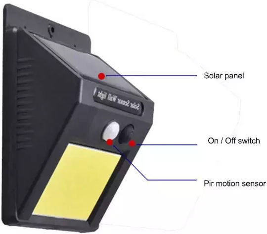 Set of 8 Wall Solar Lights Cold White 6500K with Motion Sensor and Photocell IP65