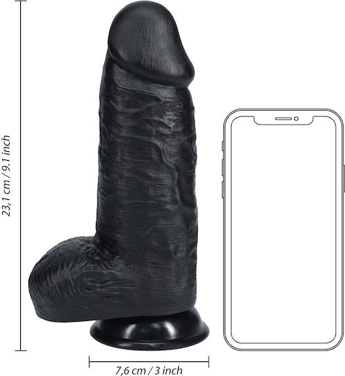 Shots Ρεαλιστικό Dildo με Όρχεις και Βεντούζα Μαύρο 23cm
