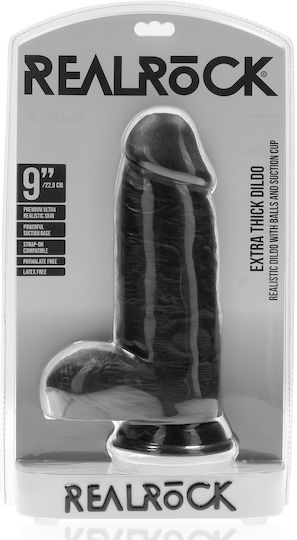 Shots Ρεαλιστικό Dildo με Όρχεις και Βεντούζα Μαύρο 23cm