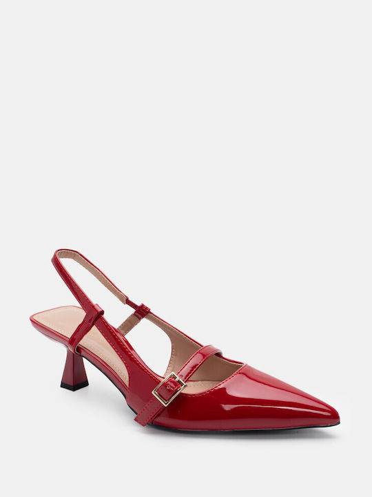 Luigi Pointed Toe Burgundy Medium Heels with Strap