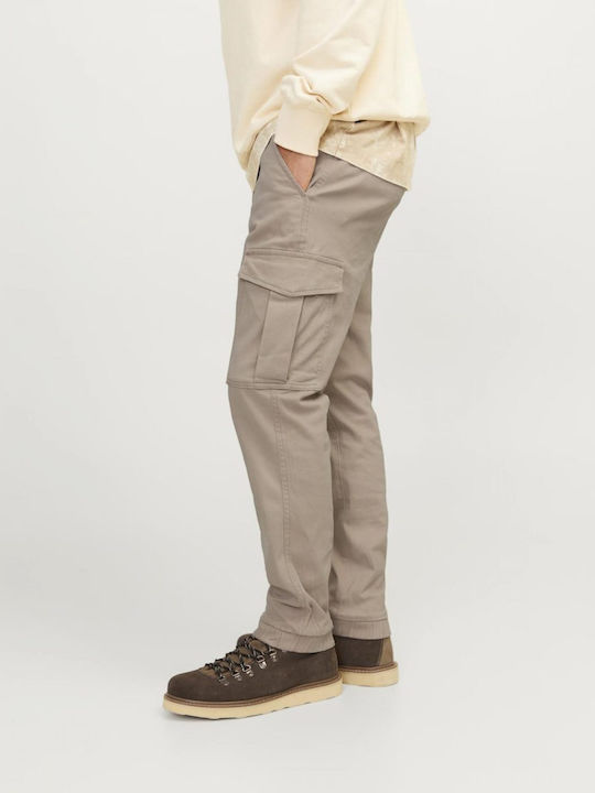 Jack & Jones Men's Cargo Elastic Trousers Slim Fit Oxford Tan Beige