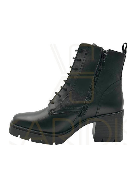 Leather Women's Ankle Boots with Medium Heel Black