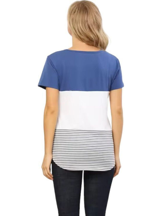 Queen Mother Maternity T-Shirt Blue-White
