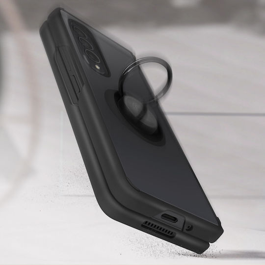 Case Samsung Galaxy Z Fold 3 Bi-material Metal Ring Support Black