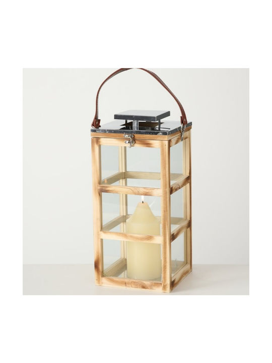 Boltze Kingston Wooden Lantern Beige 30x20x43cm